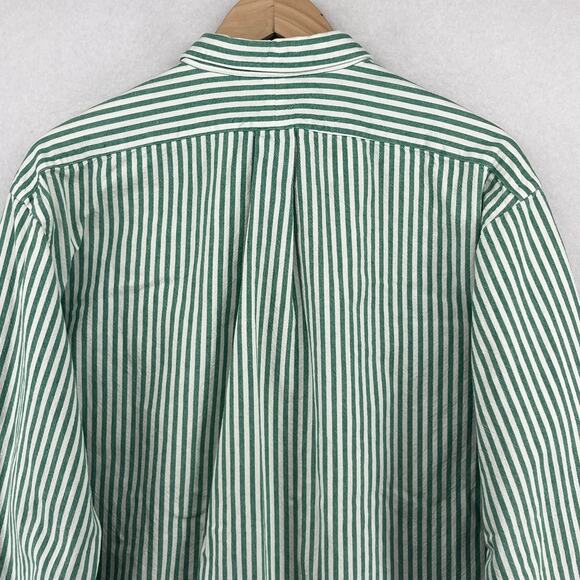 POLO RALPH LAUREN Shirt Men L Awning Striped Canvas Cotton Button Up Green Vtg - Picture 8 of 13